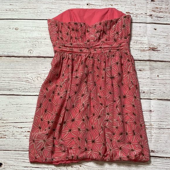 MILLY of New York Strapless Coral Print Bubble Hem Dress Sz 6 - Picture 10 of 14